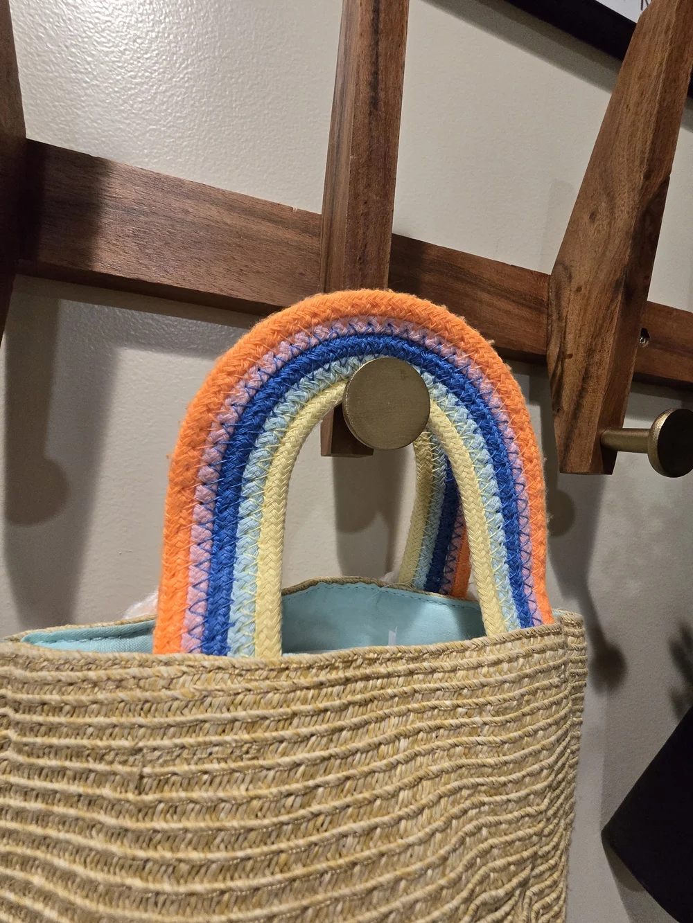 🐈‍⬛️Cat & Jack Rainbow Handle Straw Tote with Cloud Accents And Rainbow Craft